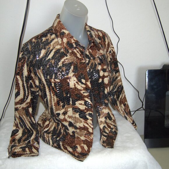 Ruby Rd. size 10 animal print clear sequin jacket - Picture 2 of 3